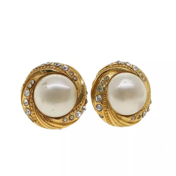 CHANEL Earring Gold Tone CC Auth ar9890B - Picture 1 of 16